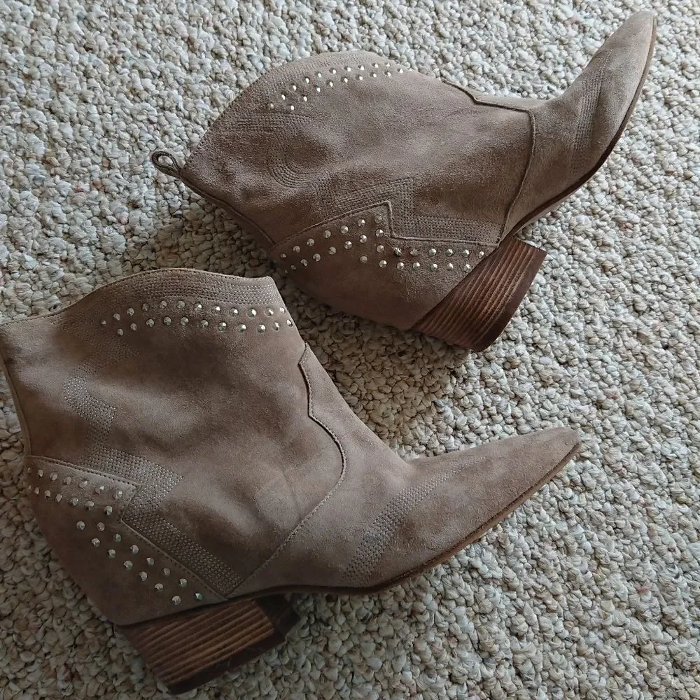 SIGERSON MORRISON Suede Whipstitch Trim Western Boots size 7